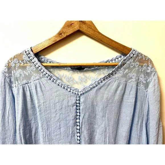 Zac and Rachel Brand Light Blue Bohemian Top Blouse 3X Great Condition - Picture 2 of 5